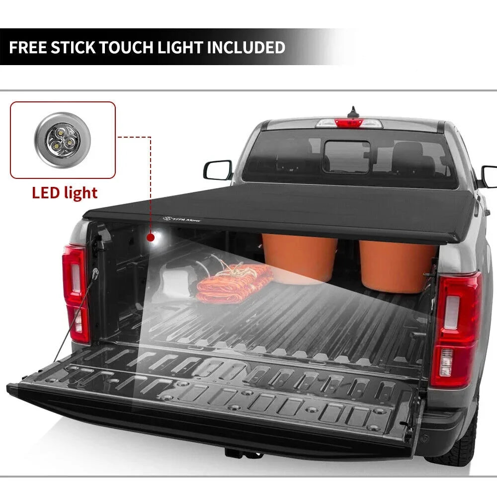 Ledkingdomus 6.4 ft Bed Soft Tri-Fold Truck Bed Tonneau Cover for 2019-2023 Ram 1500 Without Rambox