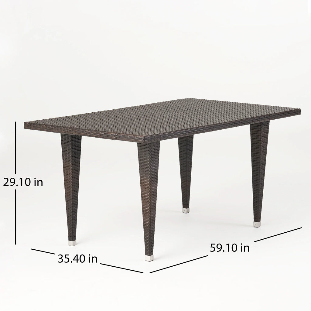 Emil Outdoor Multi-brown Wicker Rectangle Table