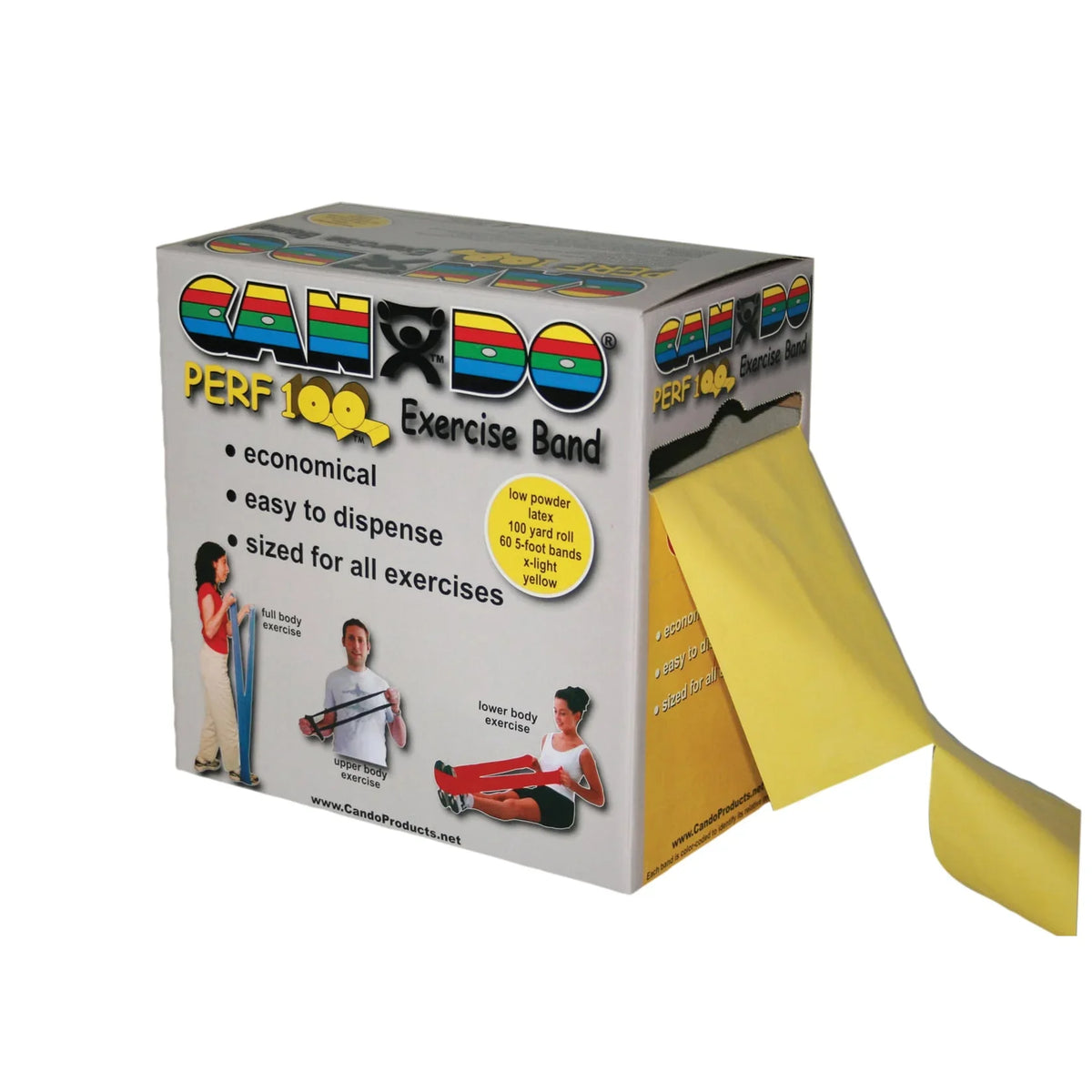 CanDo Perf-100 100 yard exercise band, 5 pc set (1 ea: yellow through black)