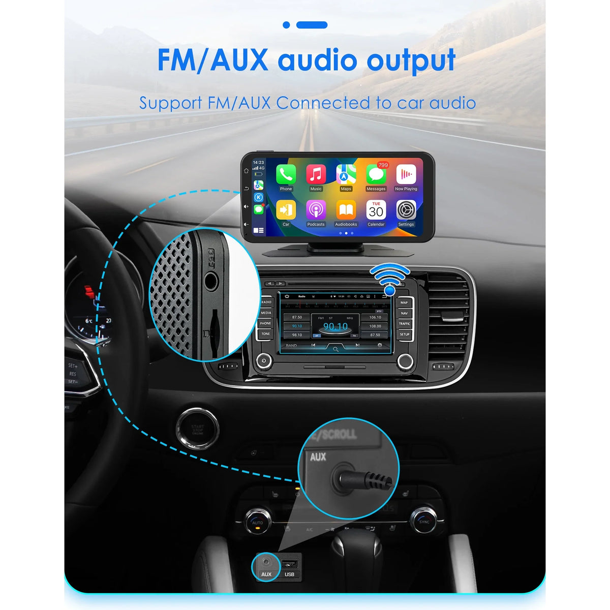 Hizpo GPS Navigation Bluetooth 6.25 Inch Display 360° Adjustable FM Car Radio Stereo Head Unit Receiver With Carplay Android Auto And Backup Camera