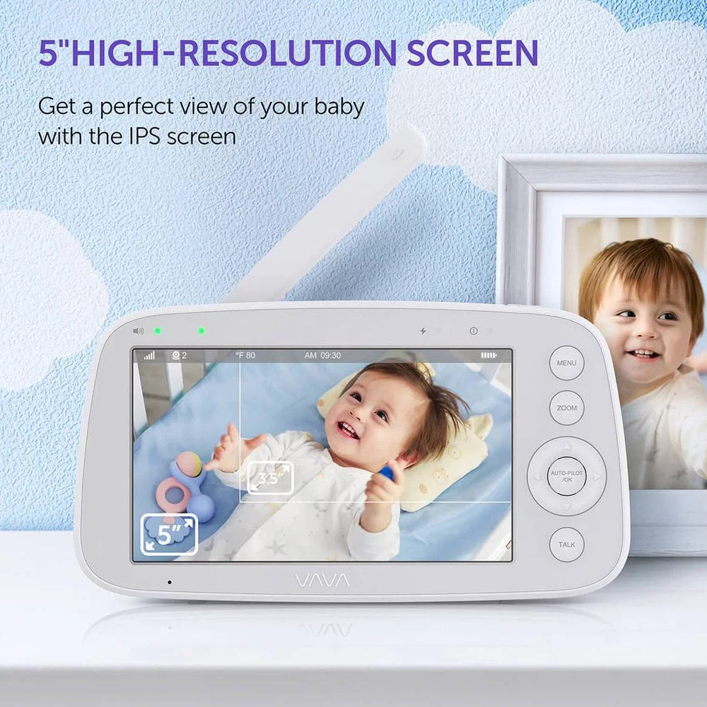 VAVA Video Baby Monitor with 5" 720P Handheld Display and 2-Way Audio, White