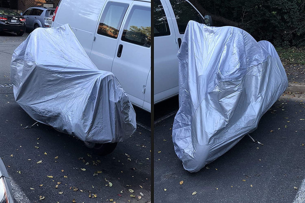 Weatherproof Motorcycle Cover Compatible With 2017 Moto Guzzi V7 Ii Stone Abs Grigio Intenso - Outdoor & Indoor - Protect From Rain Liquid Snow, Sun - Securing Straps - Sturdy Material - Storage Bag