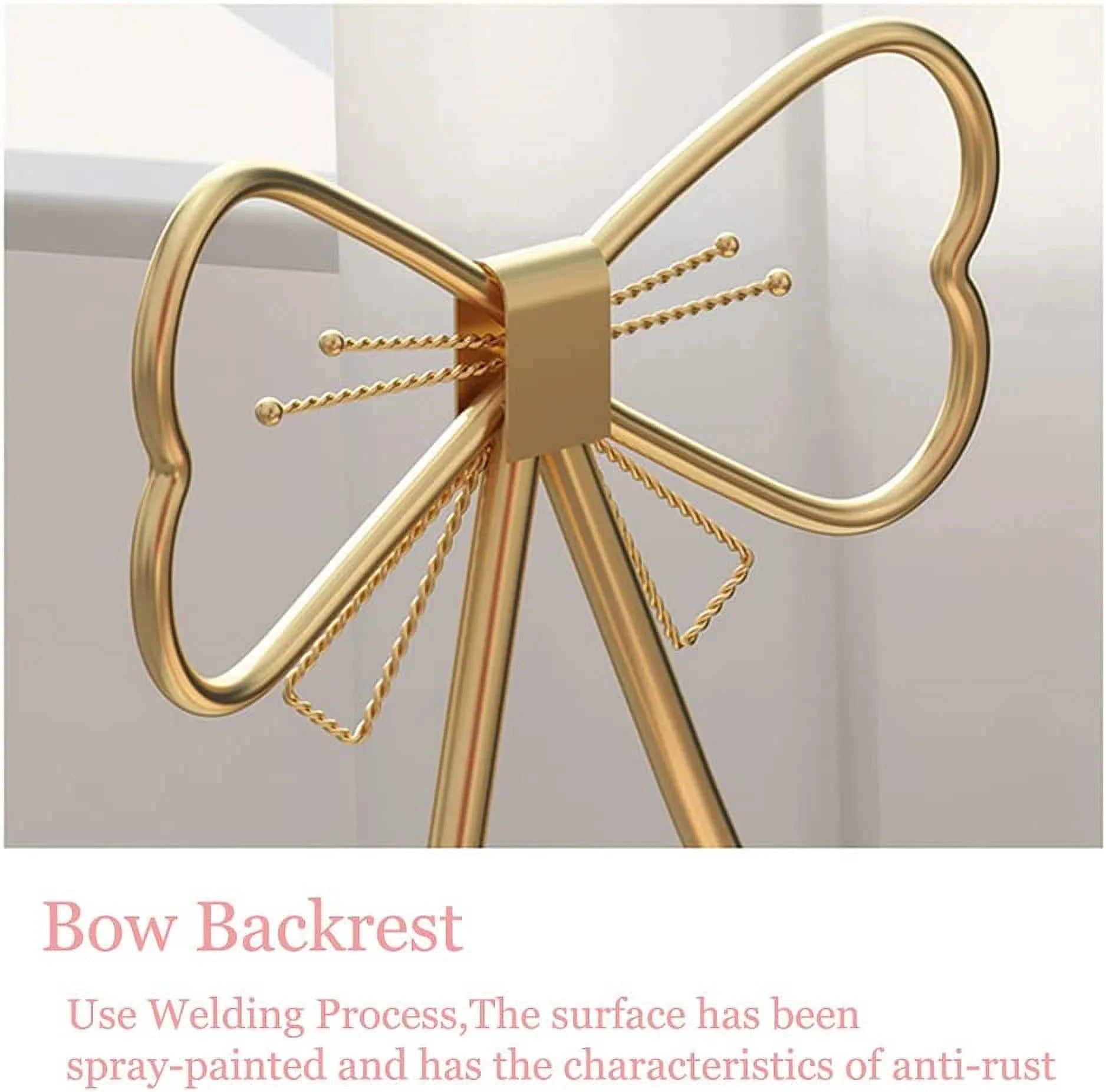 MONIPA Golden Butterfly Backrest Chairs Modern Vanity Stool with Cushioned Back Vanity Chair Pink Princess Chair Girls Ladies Creative Makeup Stool Art Leisure Chair Seat for Bedroom, Dining Room