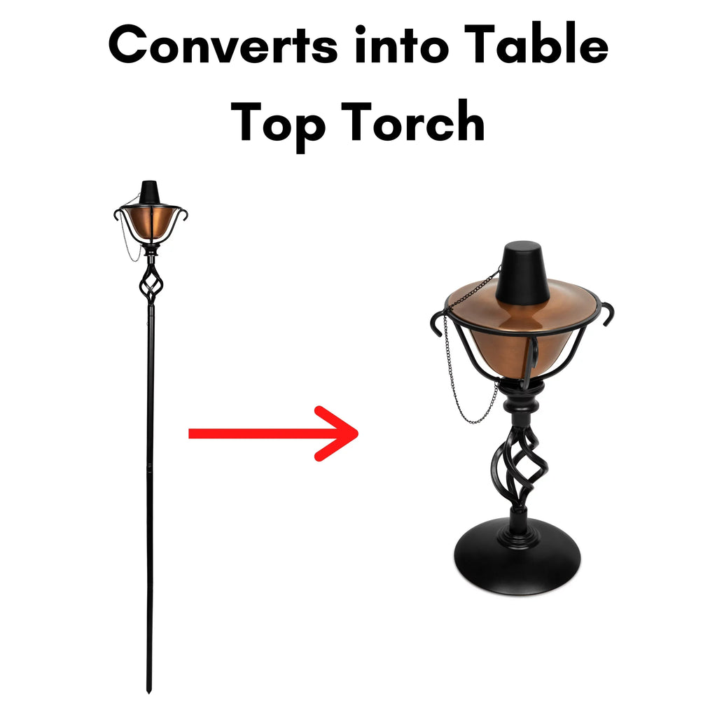 BirdRock Home 2-Pack Outdoor Wide Conical Torches - Tabletop Stand - Metal