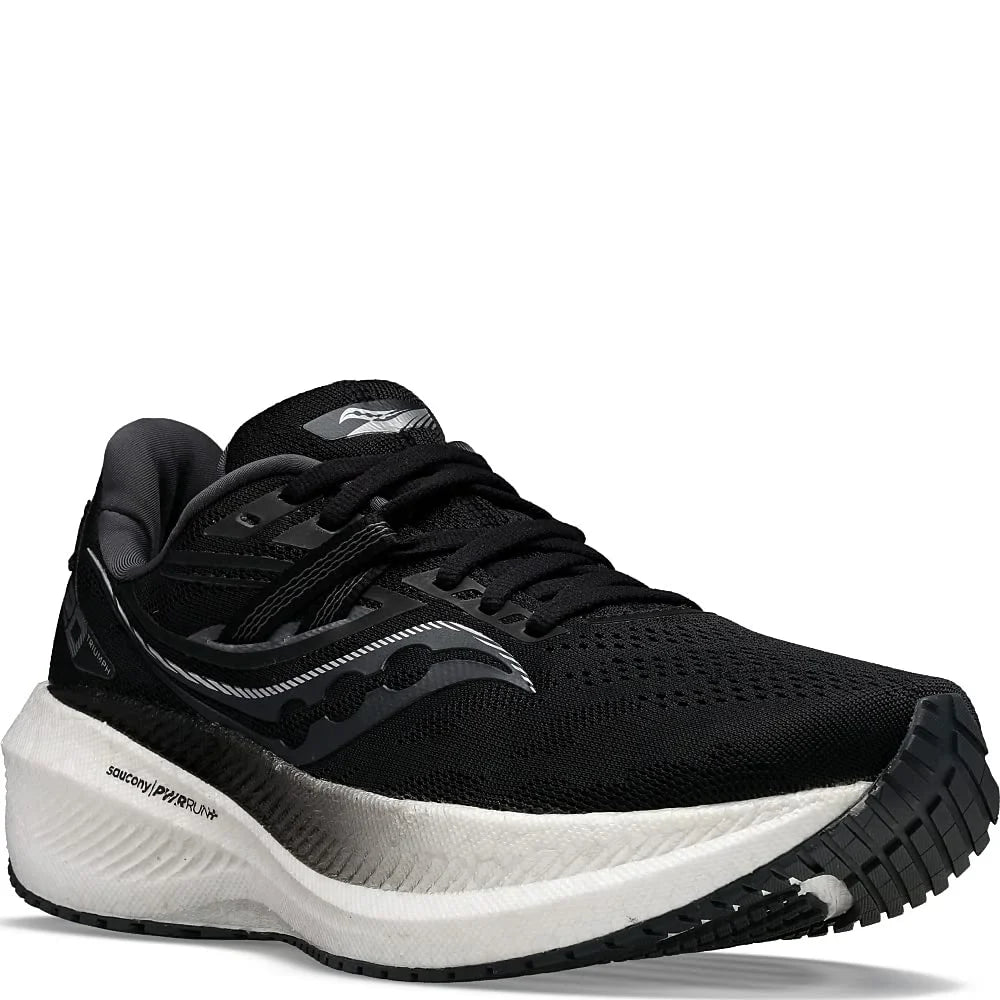 Saucony Men's Triumph 20 Running Shoe, Black/White, 12.5 Wide