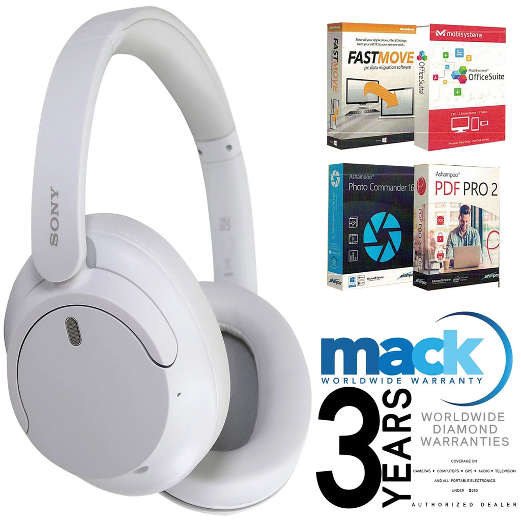 Wireless Noise-Canceling Headphones WH-CH720N White with 3yr Diamond Mack Warranty and Software