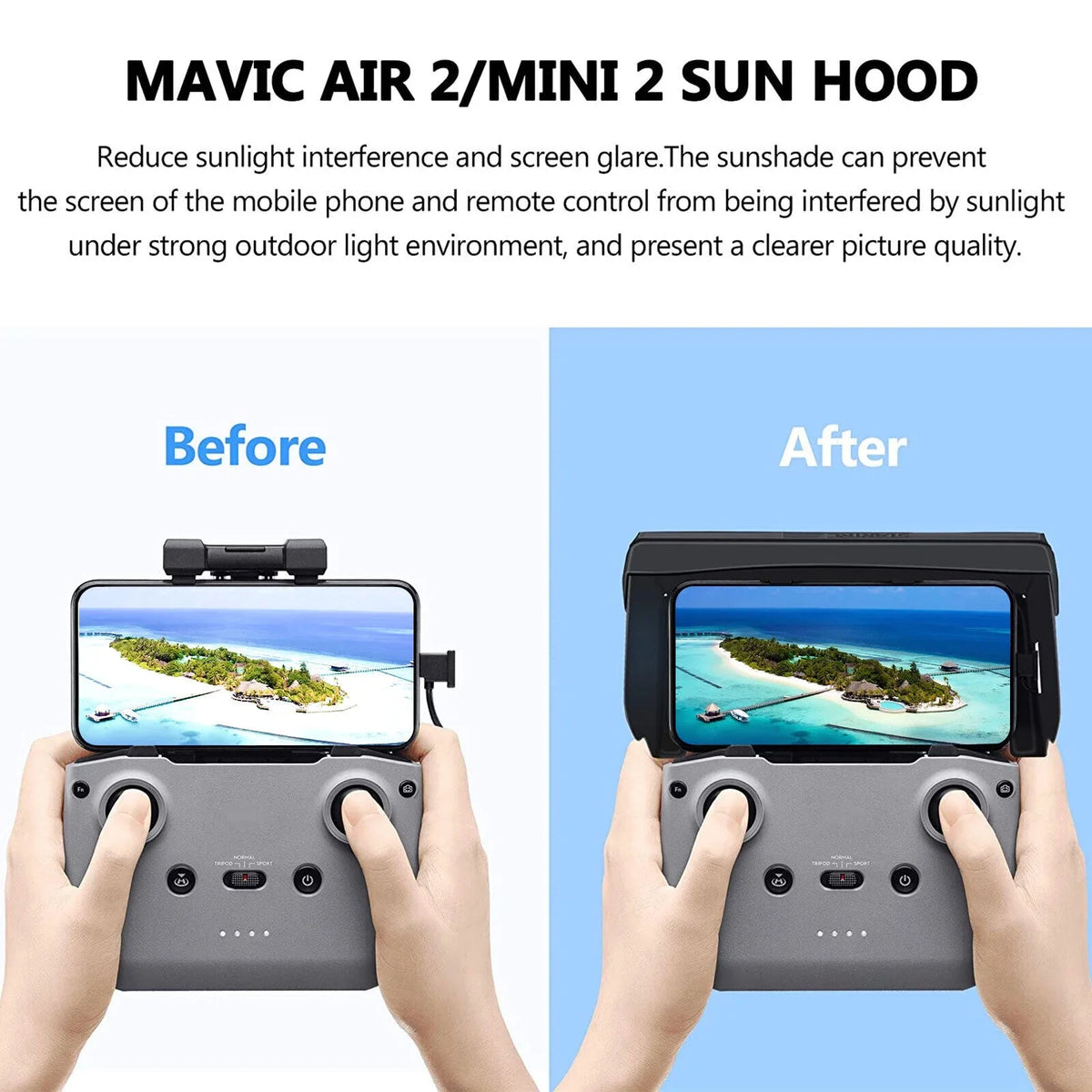 Foldable Phone Sun Shade Hood for DJI Mavic Mini 2 Air 2 Drone Remote Control US