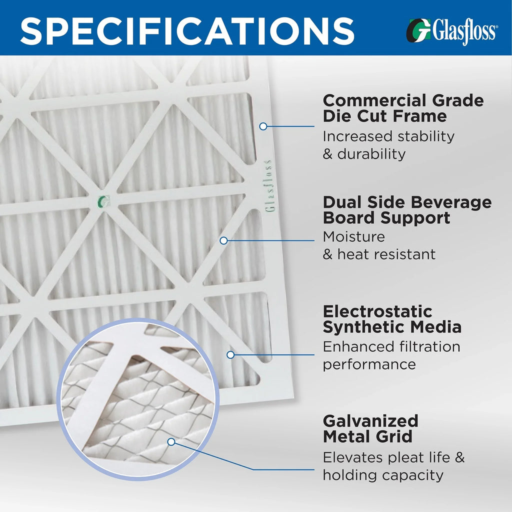 Glasfloss ZL 14x24x1 MERV 10 Pleated AC Furnace Air Filters. Box of 4. Exact Size: 13-1/2 x 23-1/2 x 7/8