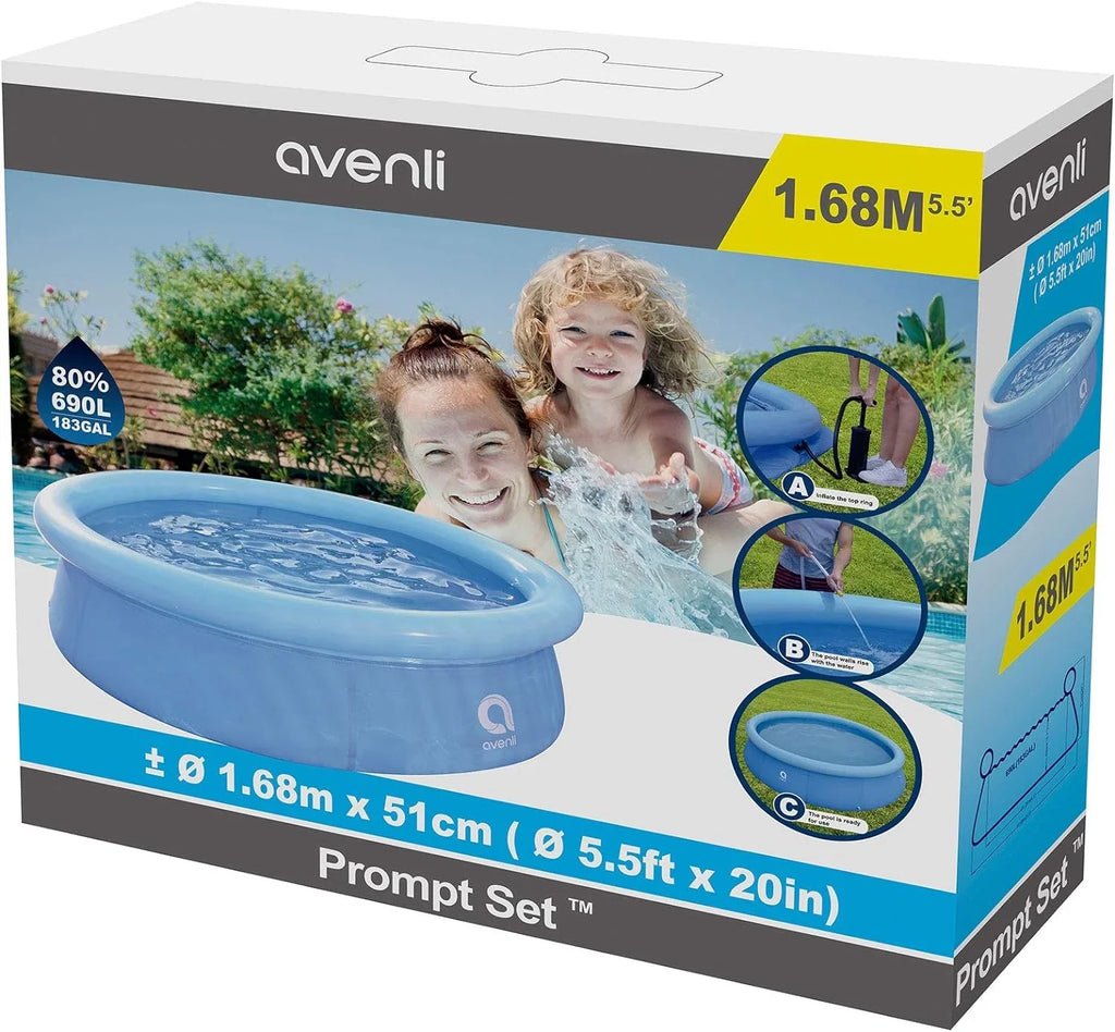 Avenli 12014 5.5 Foot X 20 Inch 1 To 2 Person Capacity Prompt Set Kids Above Ground Inflatable Outdoor Backyard Kiddie Swimming Pool, Blue