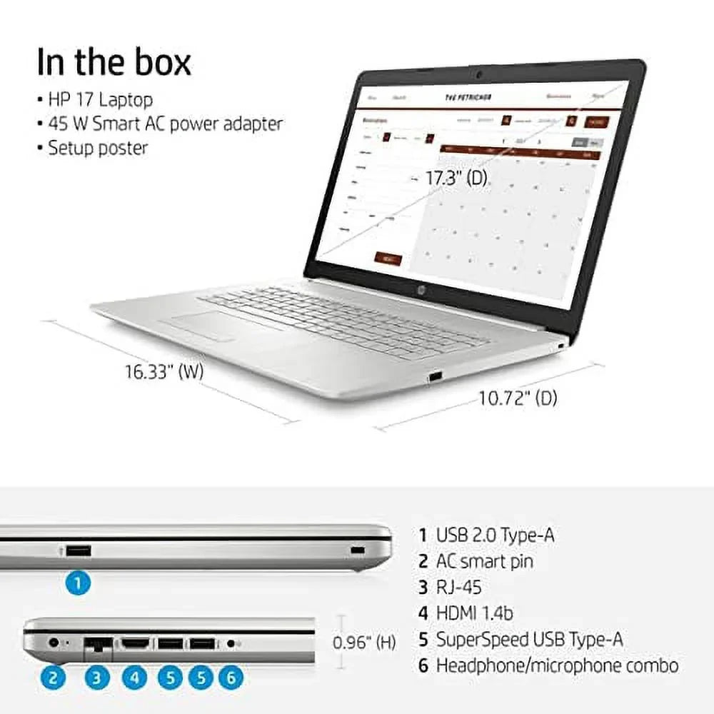 Newest 2021 17.3' FHD Portable computer 11th Core i5-1135G7 (>i7-1065G7), 8GB RAM, 512GB PCIe SSD, Iris Xe Graphics, Webcam, HDMI, Win 11, w/ Accessories, Silver, (17-by4061nr)