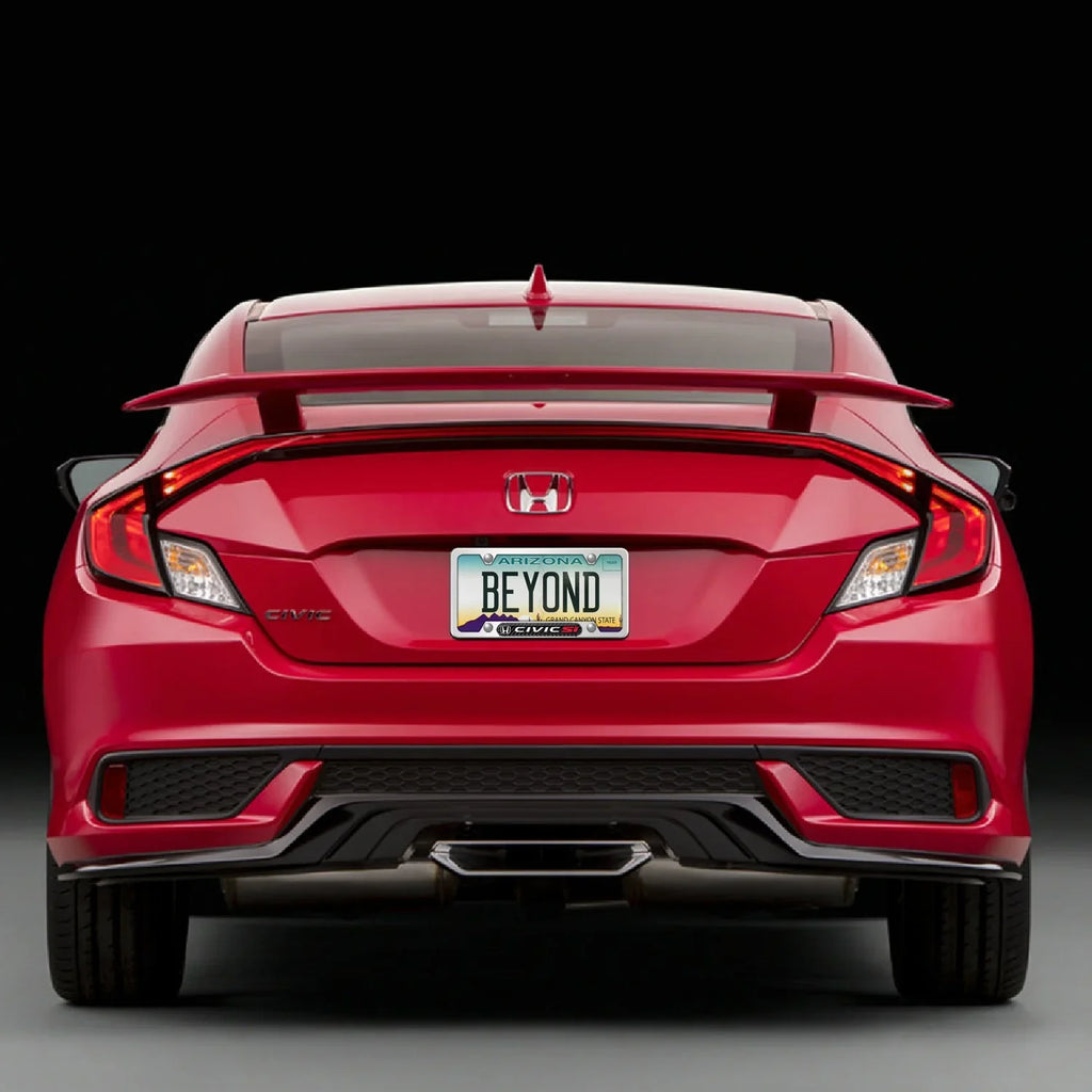 Honda Civic Si Real Carbon Fiber Nameplate Chrome Stainless Steel License Frame