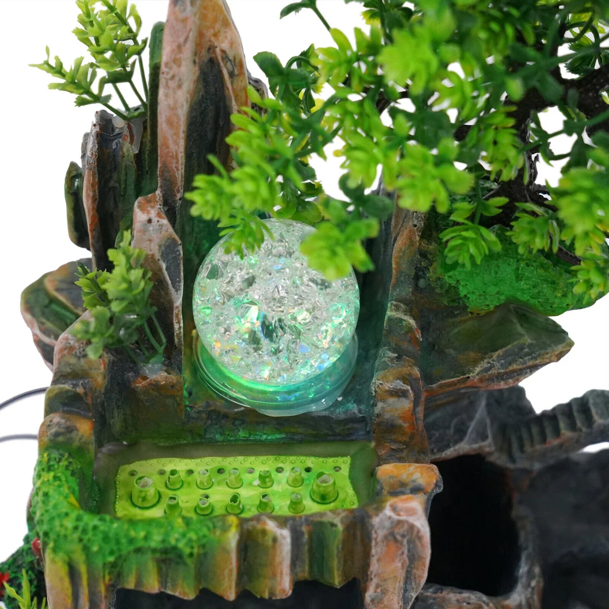 Miumaeov Desktop Simulation Rockery Fountain Ornament Small Liquid Landscape Countertop Decoration Fish Tank with Led Light Atomizing Humidifier Effect for Office Home Bedroom