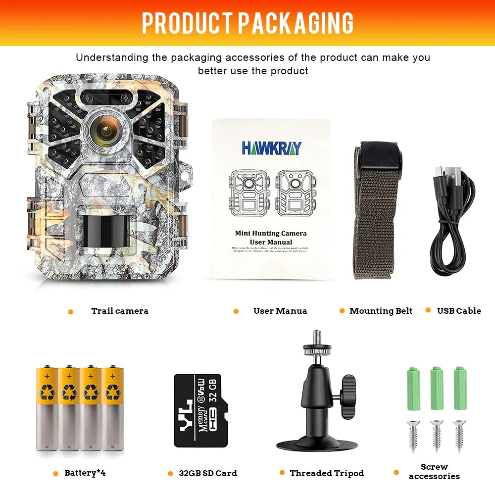2 Pack Trail Camera, 30MP 2k Game Camera with Infrared Night Vision Wildlife Surveillance, Farm Monitoring, Fluid Hunting Trail Monitor with 120° Wide Angle Lens