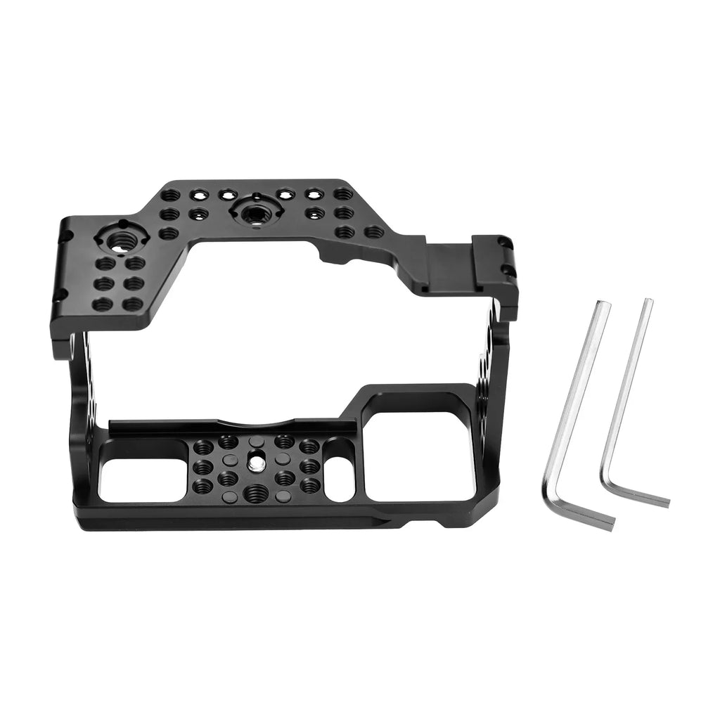Andoer Camera Cage Aluminum Alloy Video Cage Replacement for A7M3 A7R3 A9 Mirrorless Camera with Cold Shoe Mount 1/4 Inch & 3/8 Inch Screw Holes