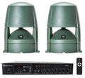 (2) JBL CONTROL 85M 5.25" Commercial 70v Outdoor Landscape Speakers+Amplifier