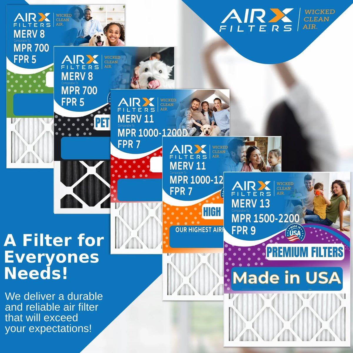 14x24x1 Air Filter MERV 11 Comparable to MPR 1000, MPR 1200 & FPR 7 Electrostatic Pleated Air Conditioner Filter 6 Pack HVAC Premium USA Made 14x24x1 Furnace Filters by AIRX FILTERS WICKED CLEAN AIR.