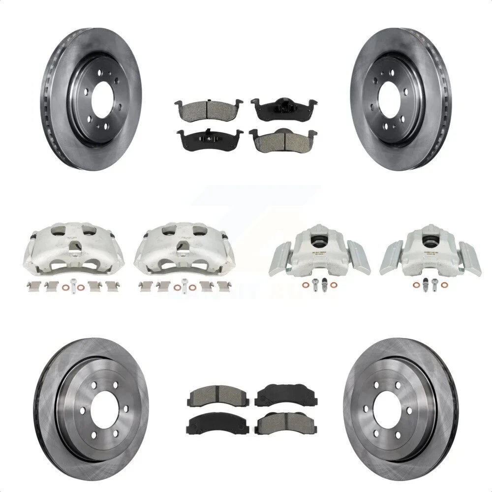 Transit Auto Front Rear Disc Brake Caliper Rotors And Semi-Metallic Pads Kit (10Pc) For 2010-2017 Ford Expedition Lincoln Navigator KC8-101094S