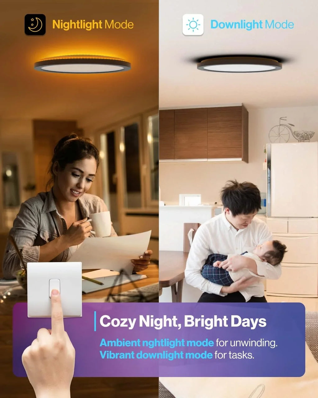 Sunco Smart LED Flush Mount Ceiling Light Fixture 24W 2500LM 13 Inch RGB Color Changing LED Night Light for Bedroom Kitchen Hallway Amazon Alexa Google Home Compatible ETL Energy Star 4 Pack