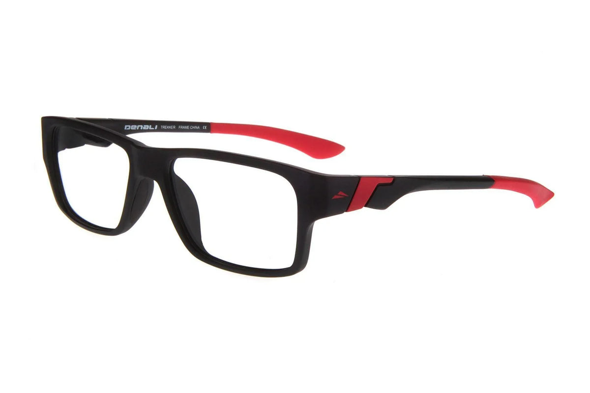 NEW DENALI Eyewear Matte Black & Red TREKKER Eyeglasses 54/17/145