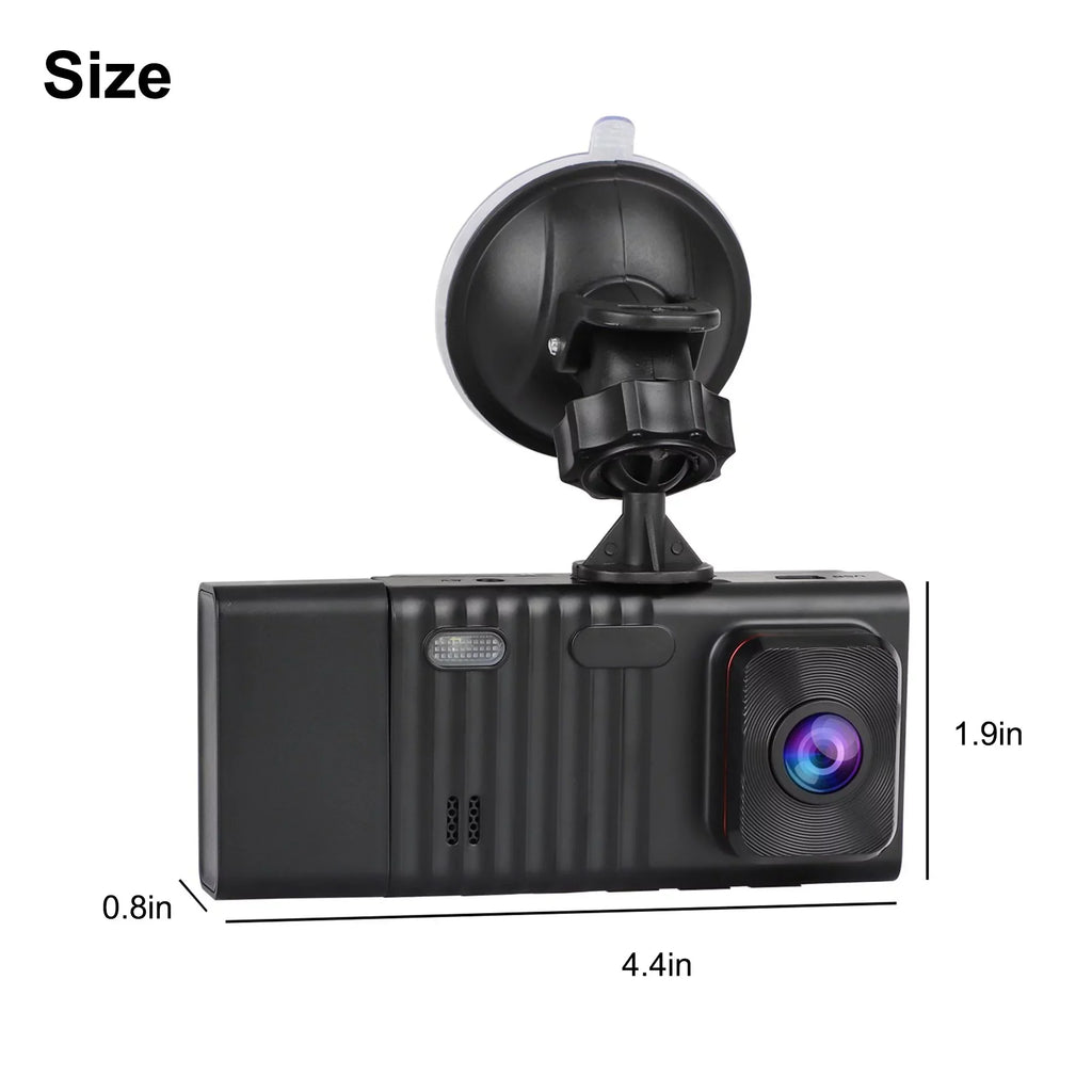Dash Cam Front and Rear, TSV 3 Channel Dual Dash Camera, 1080P Car Camera DVR Backup Cam with Night Vision, G-Sensor