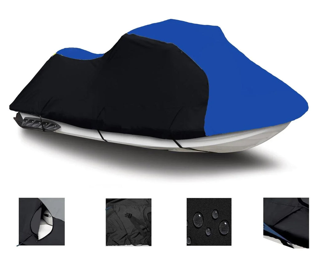 BLACK / BLUE HEAVY-DUTY, TOP OF THE LINE Cover Compatible for Sea Doo Sea-Doo GTI 1997 1998 1999 2000 Jet Ski Trailerable Cover