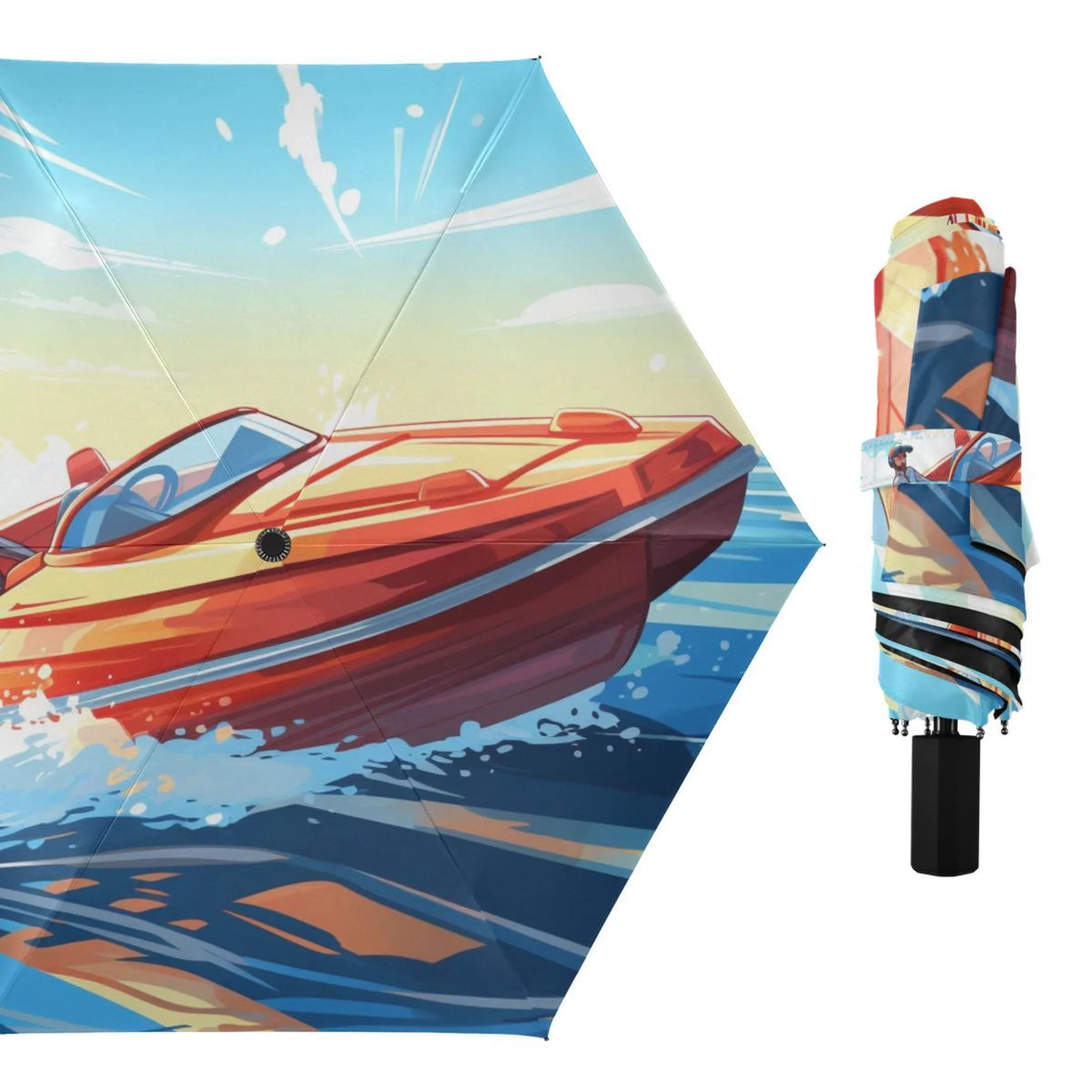 Boating Compact Folding Umbrella for Rain Windproof Travel Umbrella UPF 50+ Lightweight Packable Arc Size