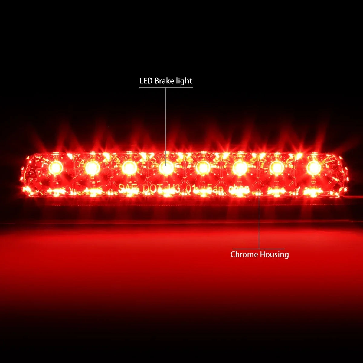 DNA Motoring 3BL-4RUNNER03-LED-CH For 2003 to 2009 Toyota 4Runner N210 Rear LED 3rd Third Tail Brake Light Stop Lamp Chrome Housing 04 05 06 07 08