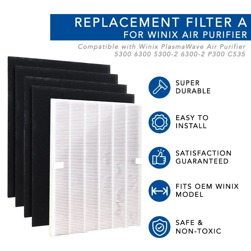 HEPA Filter for Winix 115115 Replacement Filter A for C535, 5300-2, 6300-2,P300, 5300 and 5500 (2 Set)