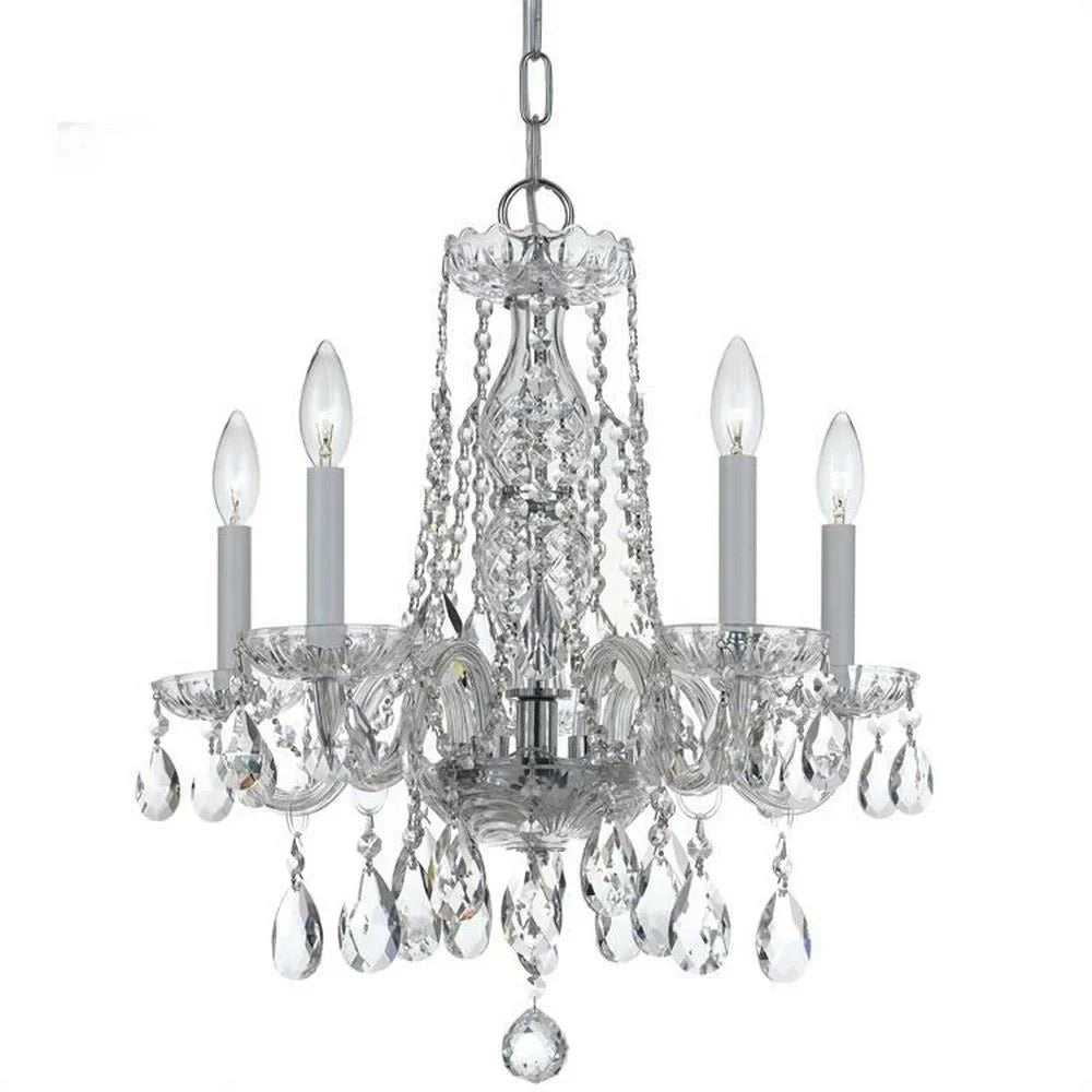 Crystal Five Light Mini Chandelier in Classic Style 18 inches Wide By 20 inches High-Swarovski Spectra Crystal Type-Polished Chrome Finish Bailey