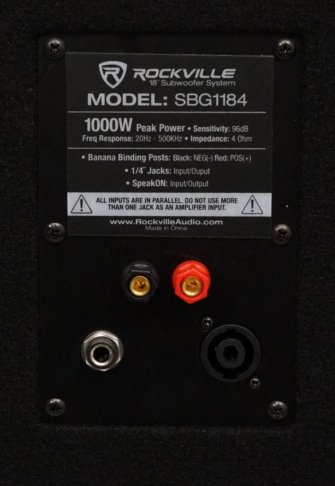 Rockville SBG1184 18" 1000 Watt Passive 4-Ohm Pro DJ Subwoofer + Steel Casters