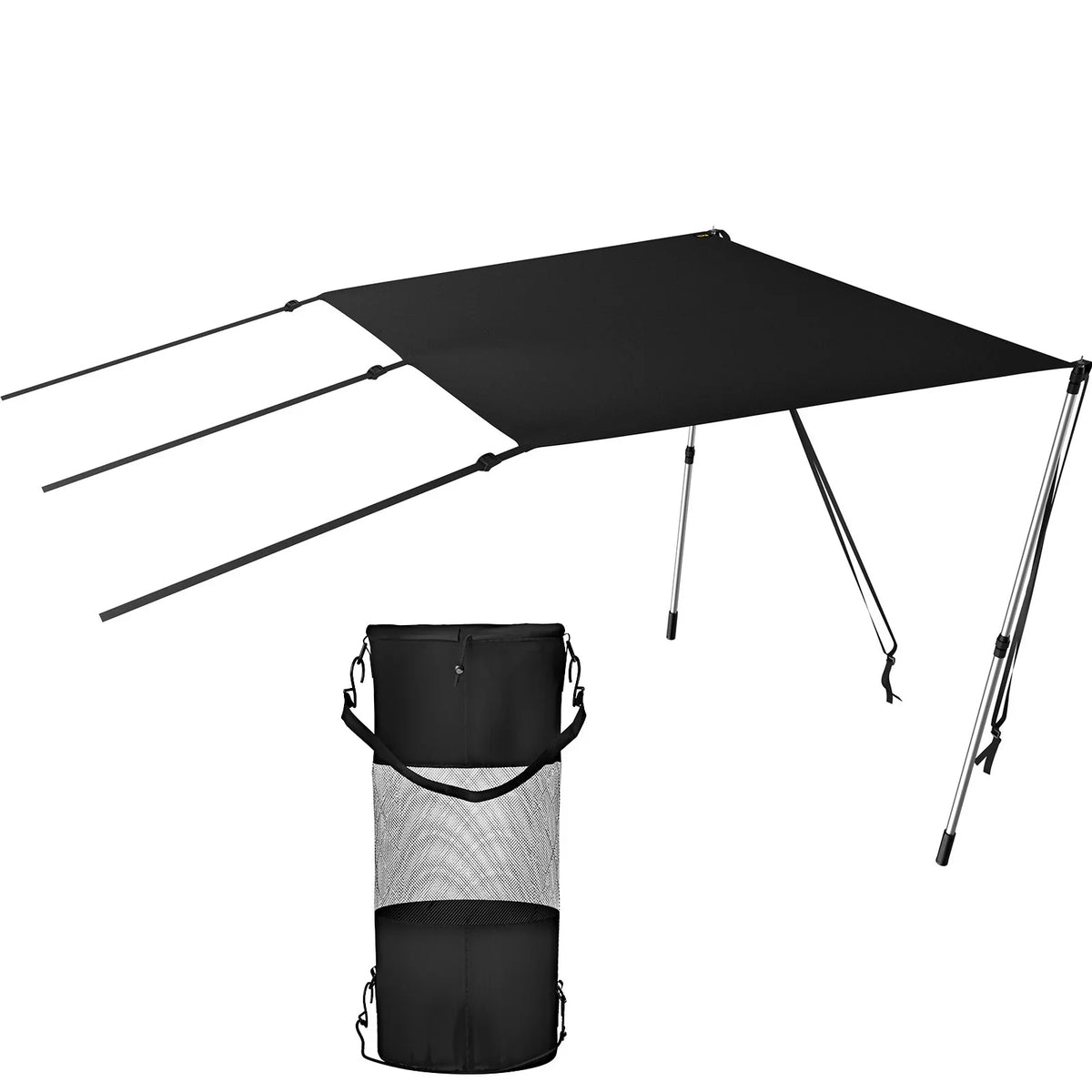 VEVOR 5'x5' UV-Proof T-Top Sun Shade Kit - 600D Polyester with Rustproof Telescopic Steel Poles, Liquid Easy Assembly for T-Tops & Bimini Tops