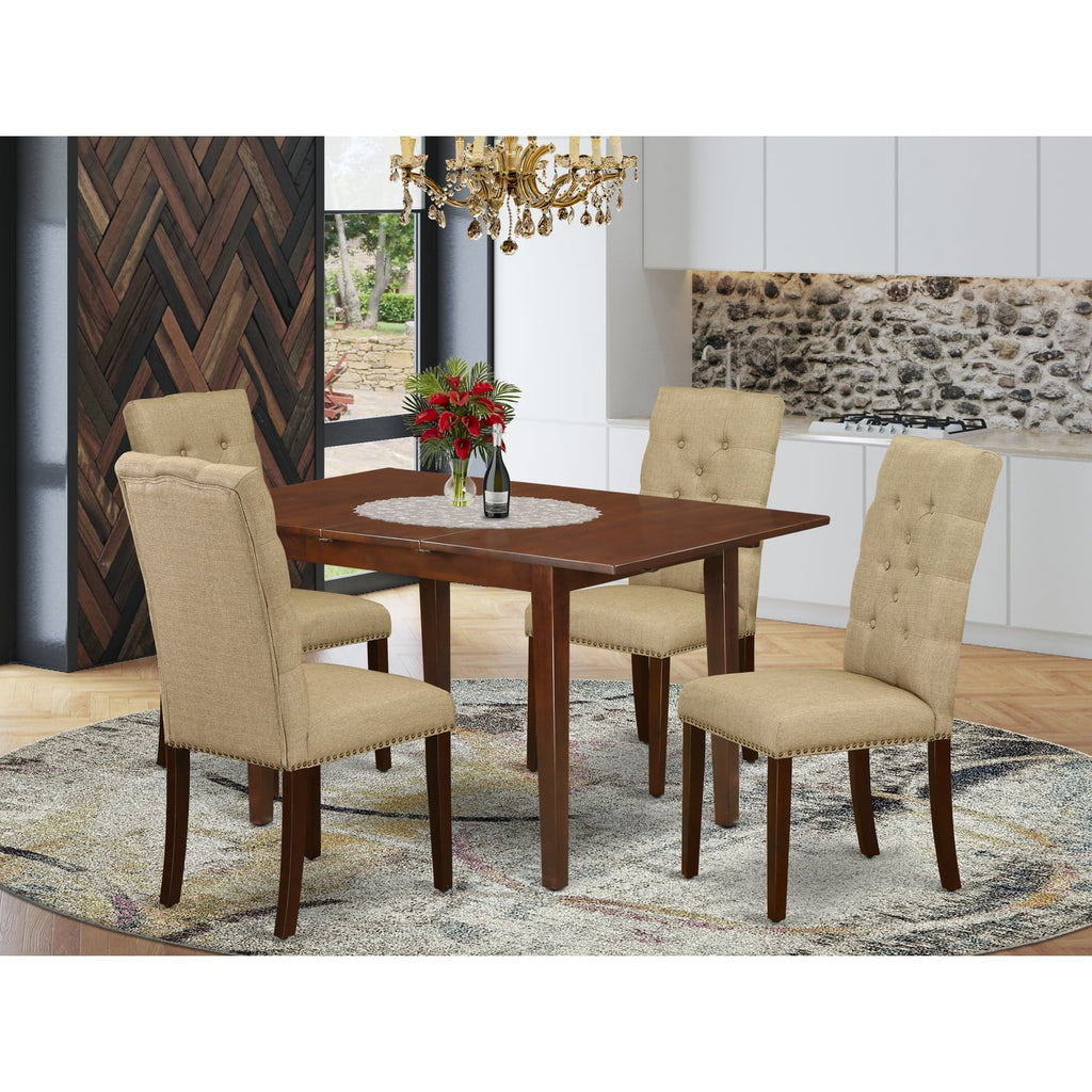 East West Furniture Dining Room Set Mahogany, PSEL5-MAH-16