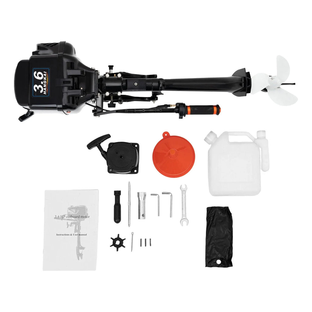 HANGKAI 2 Stroke 3.6 Outboard Motor Fishing Boat Engine Fluid Cooling CDI Outboard Boat Motor 90cm/35.4in
