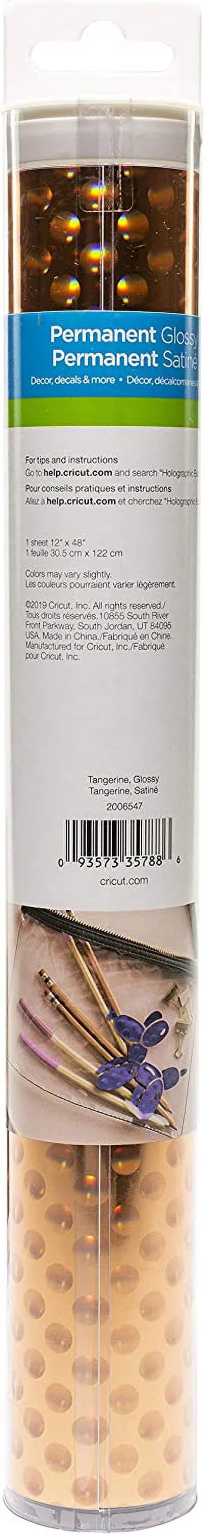 Cricut Tangerine Vinyl, Premium Permanent-Holographic Bubbles