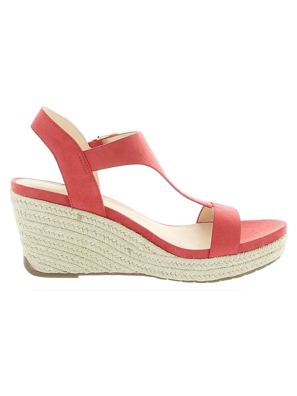 REACTION KENNETH COLE Womens Coral 0.5" Platform Padded Comfort Breathable T-Strap Moisture Wicking Card Round Toe Wedge Buckle Espadrille Shoes 6.5 M