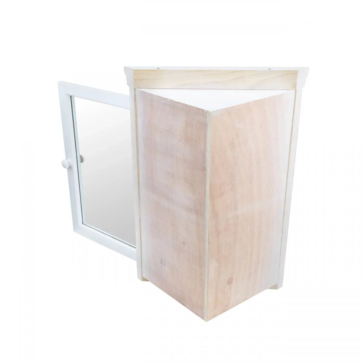 Bethpage Wooden Corner Medicine Cabinet w/Mirror Wall Mount White Hardwood Bathroom Storage 27" x 20" Double Shelf Storage Cabinet w/ Screws Renovators Supply