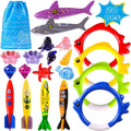 Playoza Summer Pool Diving Swimming Toys for Kids,Fun Swim Games Set, Fluid Dive Gifts with Storage Bag,20 Pack Swimming Pool Toys Swim Learning & Diving Skill Development for Boys Girls