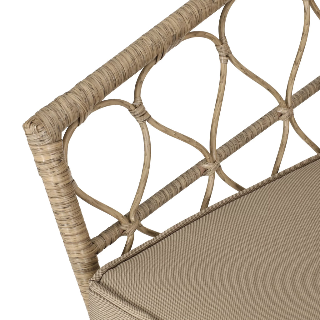 Montserrat Wicker Outdoor 4 Seater Chat Set with Cushions, Light Brown and Beige