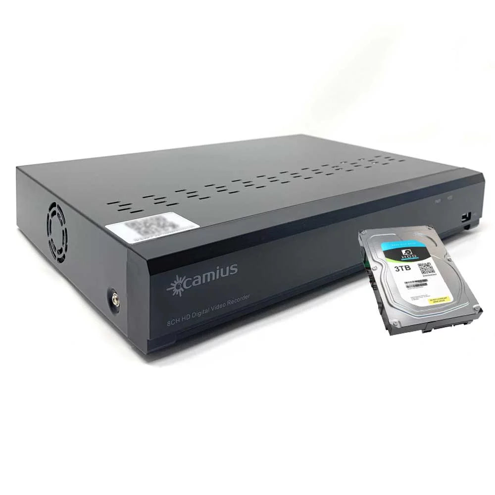 Camius 4K Hybrid 8 Channel DVR with Hard Drive 3TB, CCTV DVR recorder for 8 analog and 4 IP cameras (only DVR) security