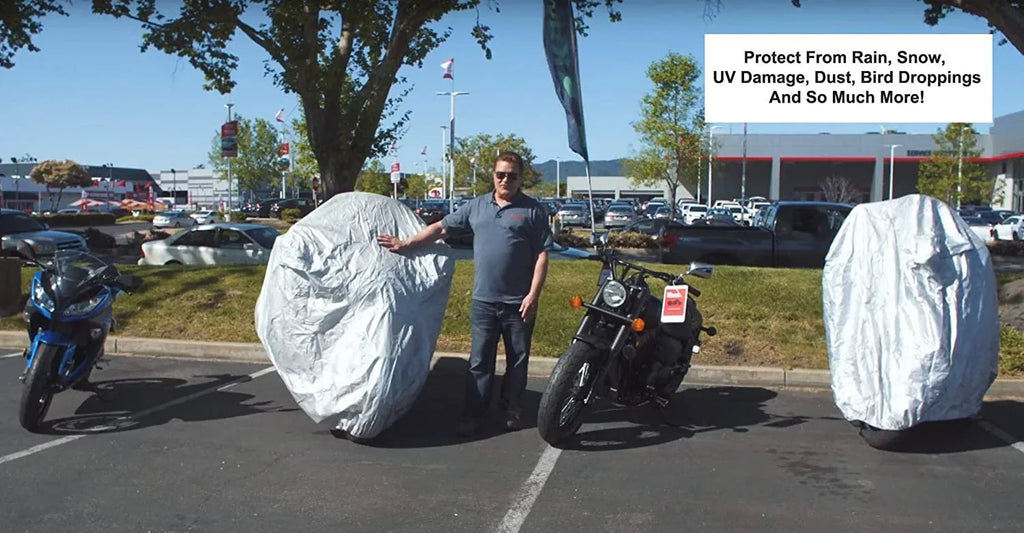 Weatherproof Motorcycle Cover Compatible With 2017 Moto Guzzi V7 Ii Stone Abs Grigio Intenso - Outdoor & Indoor - Protect From Rain Liquid Snow, Sun - Securing Straps - Sturdy Material - Storage Bag