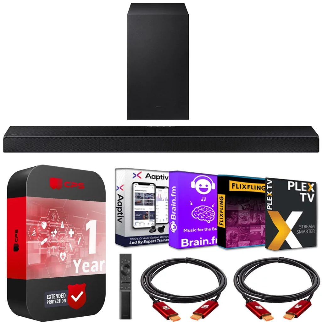 HW-Q600A 3.1.2ch Soundbar w/ Dolby Atmos / DTS:X (2021) HW-Q600A/ZA with Wireless Active Subwoofer Bundle with Extended Protection Plan + 2x Deco Gear HDMI Cables + Streaming Software Kit