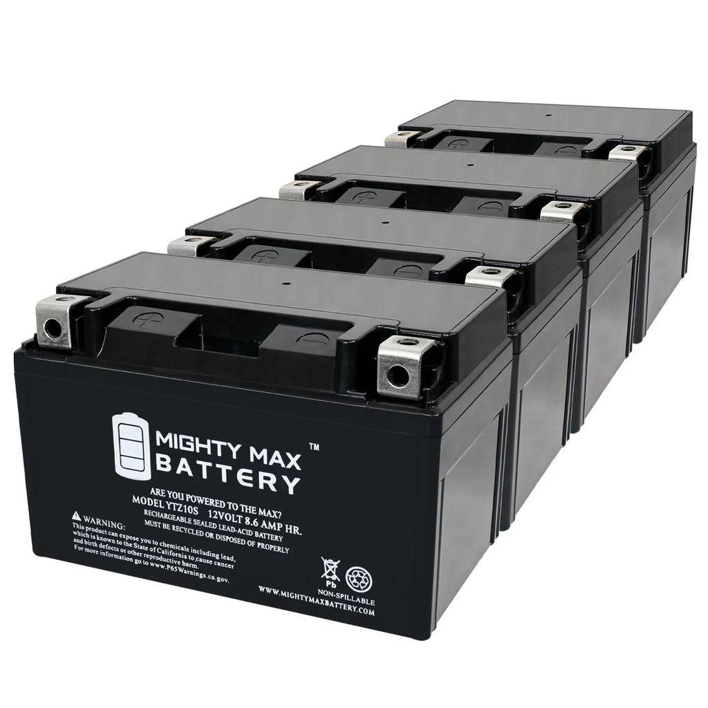 YTZ10S 12V 8.6AH Replacement Battery compatible with Suzuki 1000 GSX-R1000 00-17 - 4 Pack