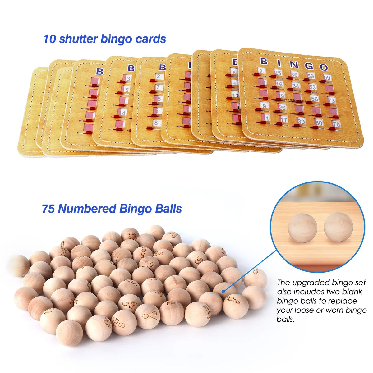 GSE Games & Sports Expert Deluxe Bingo Game Set with Gold Bingo Cage, Wood Masterboard, Wood Bingo Balls and Shutter Bingo Cards. Great for Kids, Adults and Family Party