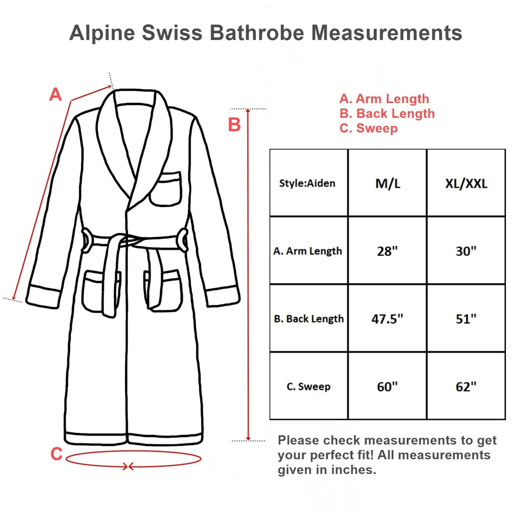 Alpine Swiss Pure Cotton Men Terry Cloth Bathrobe Super Absorbent Hotel Spa Robe