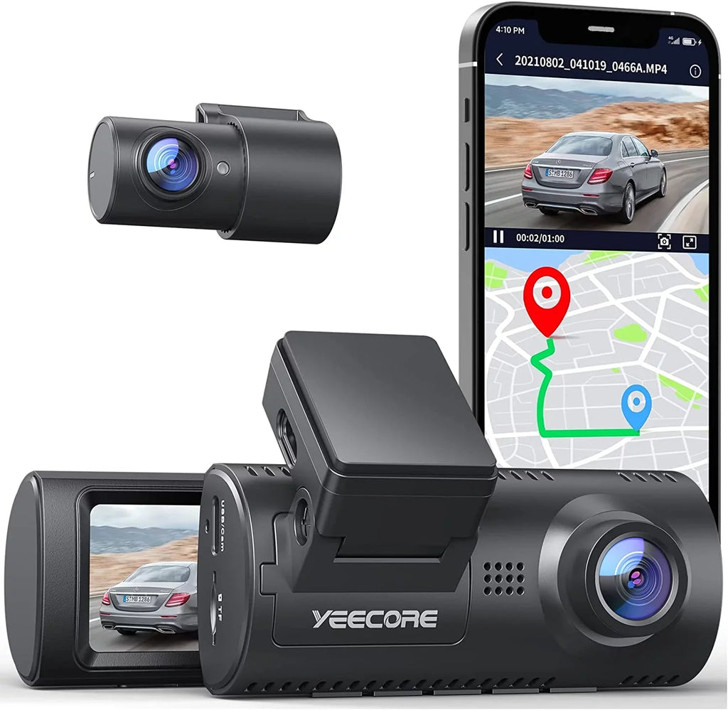 Yeecore D32 Dual Dash Dam, Built-in WiFi GPS, 2.5K+1080P Dash Cam Front and Rear, Portable Magnetic Mount, Super Night Vision, Parking Mode, Dash Camera for Cars App Control, G-Sensor, Accident Record