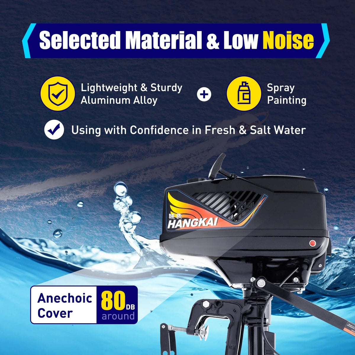 HANGKAI 2 Stroke 3.6 Outboard Motor Fishing Boat Engine Fluid Cooling CDI Outboard Boat Motor 90cm/35.4in