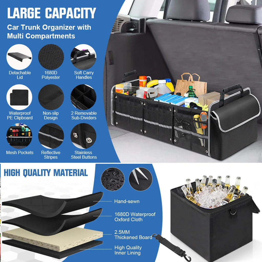Car Trunk Organizer Multi Compartment Cargo Storage Container for SUV Truck US