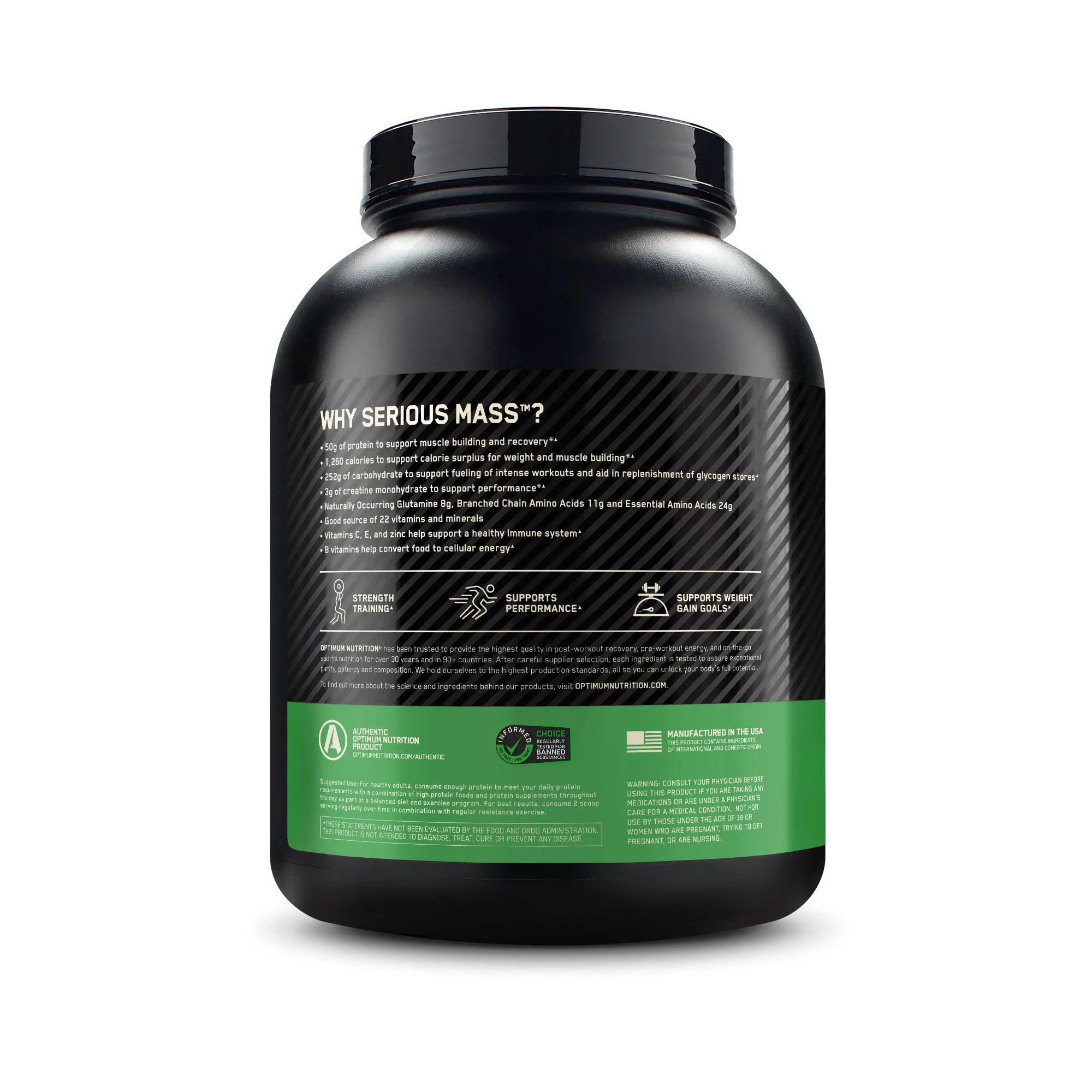Optimum Nutrition Serious Mass, High Protein Weight Gain Powder, Strawberry, 6 lb (2.72 kg)