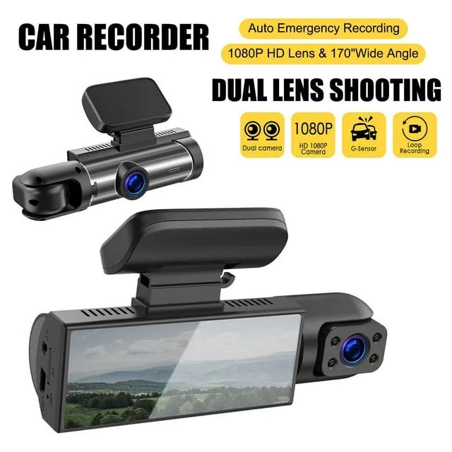 Xhy Car Dash Cam Dual Lens 1080P HD DVR Front or Inside Video Camera Driving Recorder Night Vision G-Sensor, Motion Detection