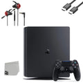 Pre-Owned PlayStation 4 Slim 1TB Black Gaming Console + Gaming Earbuds With Microphone BOLT AXTION Bundle (Refurbished: Like New)